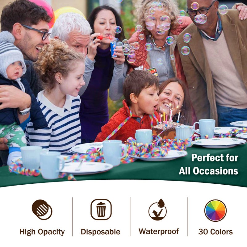 Exquisite 12-Pack Premium Plastic Tablecloth 54in. x 108in. Rectangle Table Cover - Dark Green - Image 5